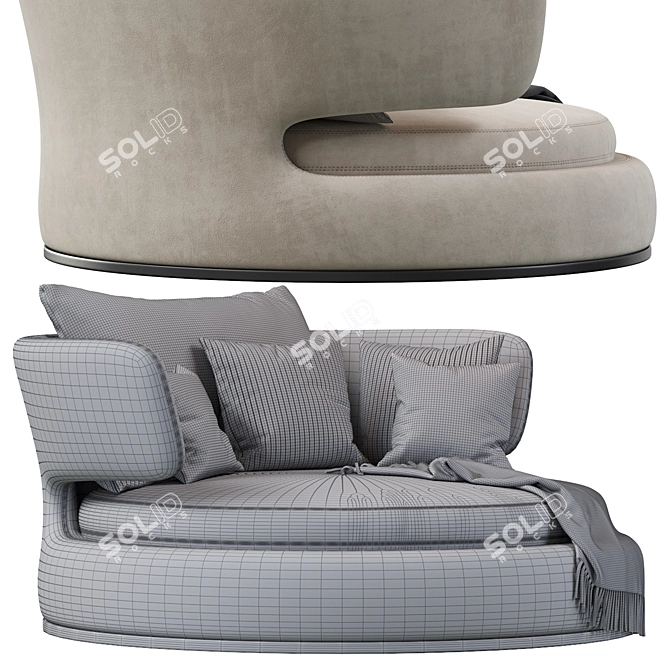 Luxurious Amoenus Soft Swivel Sofa 3D model image 5