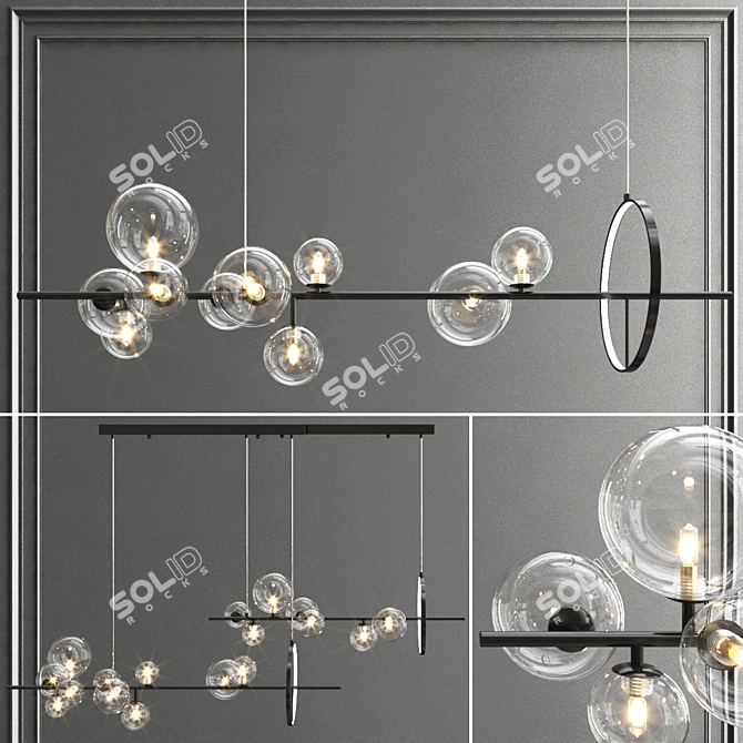 Elegant Iona Linear Chandelier 3D model image 1