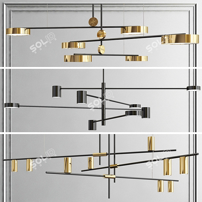 Sleek Chandelier Collection: TECHNUM LED, MOTVIKT, Casa 3D model image 1