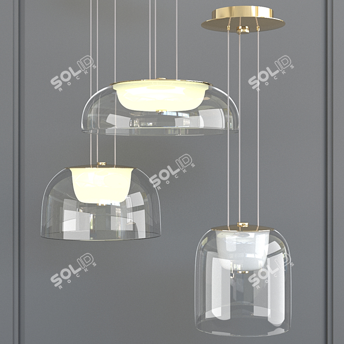 Modern LED Scandinavian Chandelier Set 3D model image 6