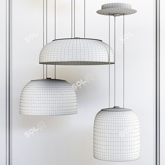 Modern LED Scandinavian Chandelier Set 3D model image 7