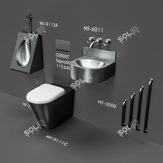 Durable Flush Toilet | MOEFF MF-9111C 3D model image 2