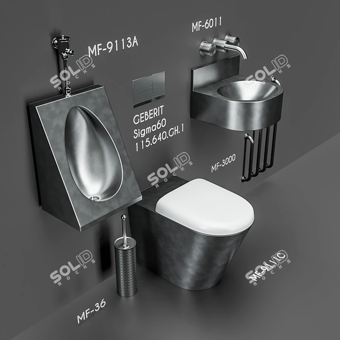 Durable Flush Toilet | MOEFF MF-9111C 3D model image 3