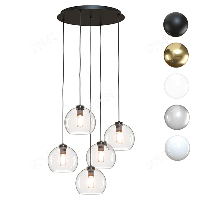 Modern Black Arren Pendant Light 3D model image 1