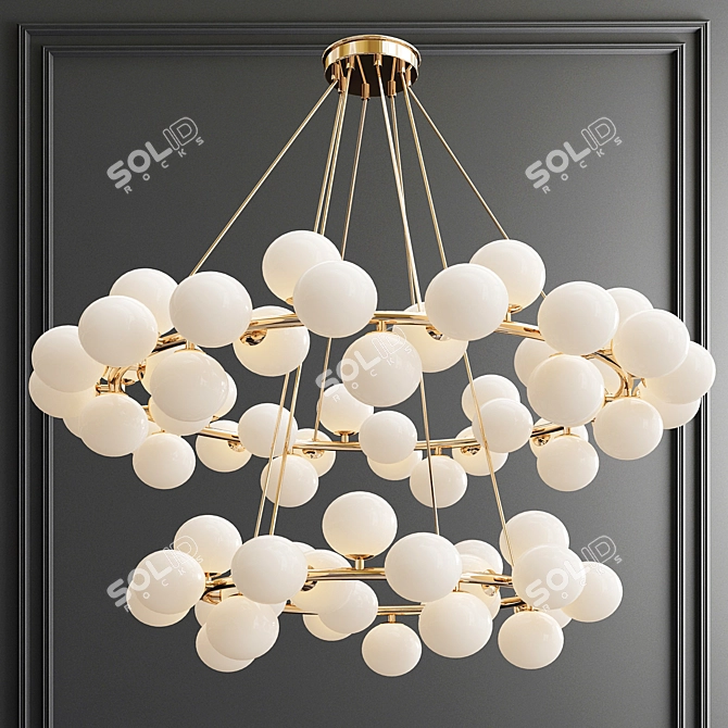 Satin Gold Double Bubble Chandelier 3D model image 1