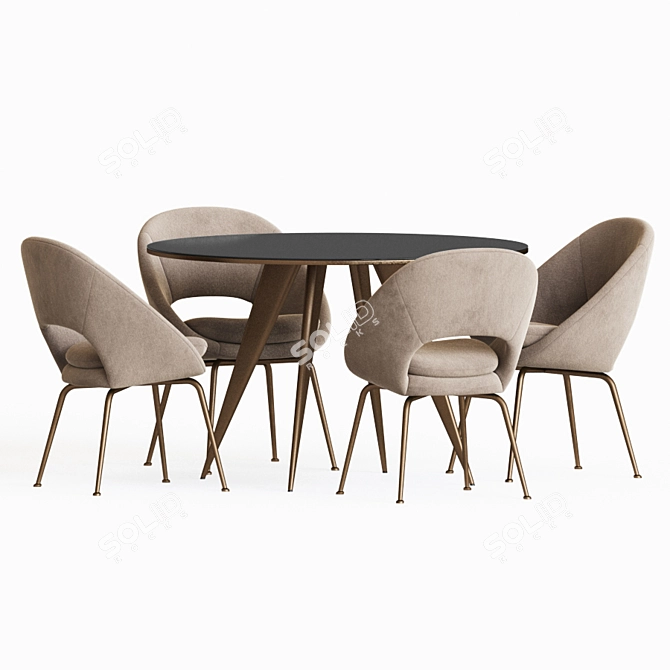 Arden Round Dining Set: Elegant Table & Orb Chairs 3D model image 2