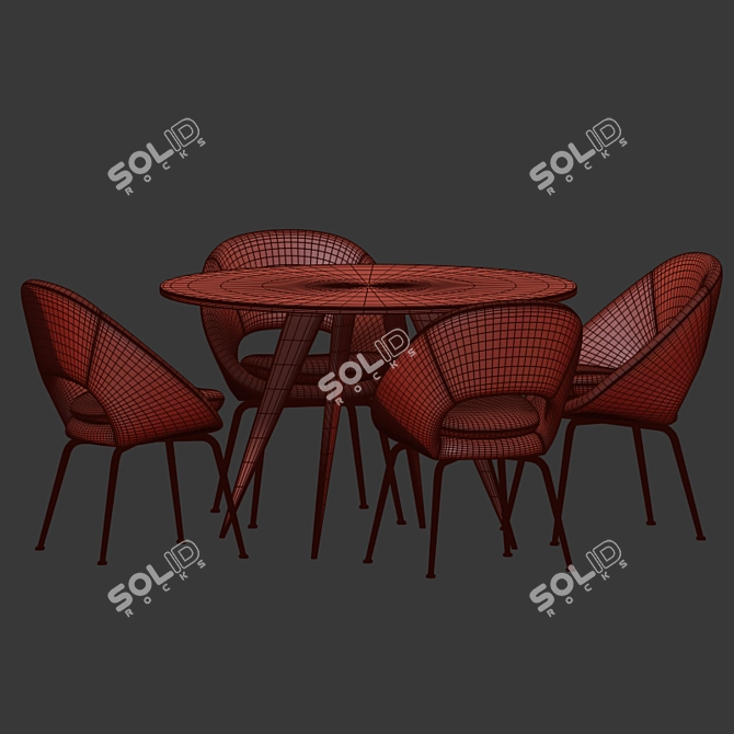 Arden Round Dining Set: Elegant Table & Orb Chairs 3D model image 5