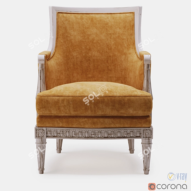 Regal Louis XVI Carved Chair 3D model image 2