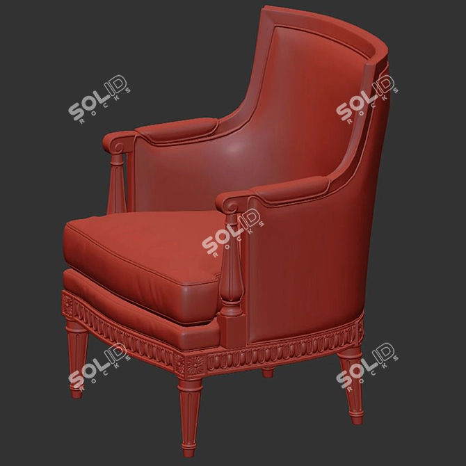 Regal Louis XVI Carved Chair 3D model image 4