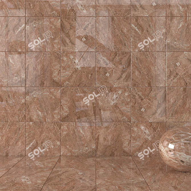 Elegant Bergama Brown Wall Tiles 3D model image 1