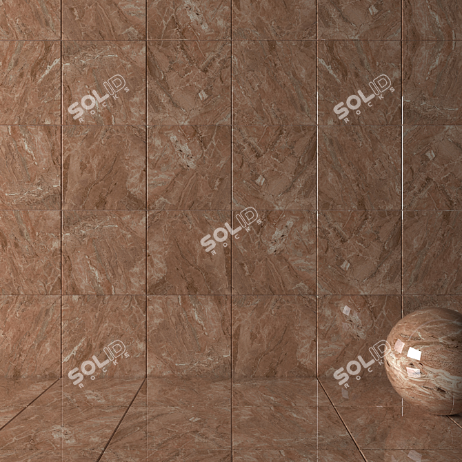 Elegant Bergama Brown Wall Tiles 3D model image 2