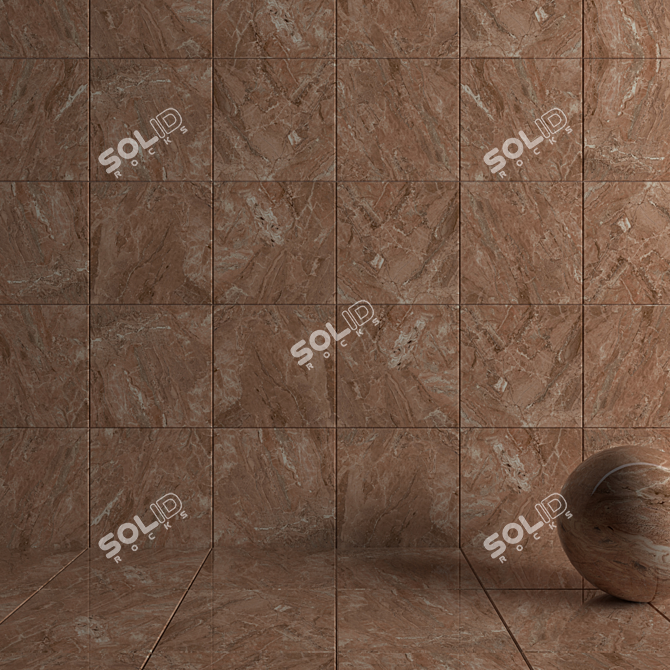 Elegant Bergama Brown Wall Tiles 3D model image 3