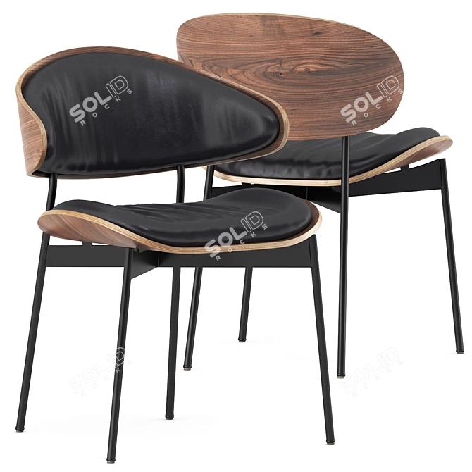 Sleek LUZ Leather Chair 3D model image 1