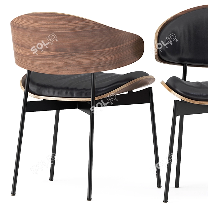 Sleek LUZ Leather Chair 3D model image 3