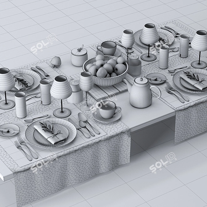 PBR Tableware Set 3D model image 4