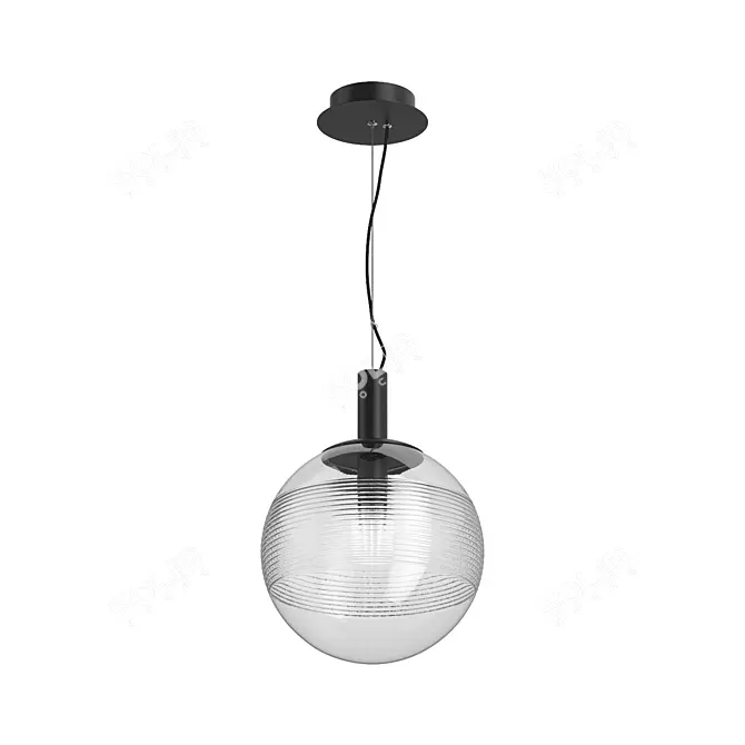 Perlas Pendant Lamp: Stylish Black with Transparent Glass Shade 3D model image 1