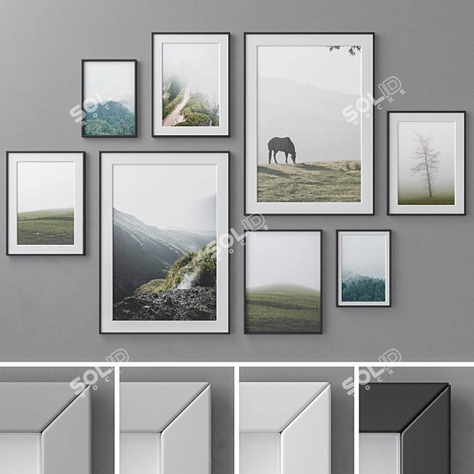 Elegant Memories: 110-Piece Photo Frames 3D model image 1