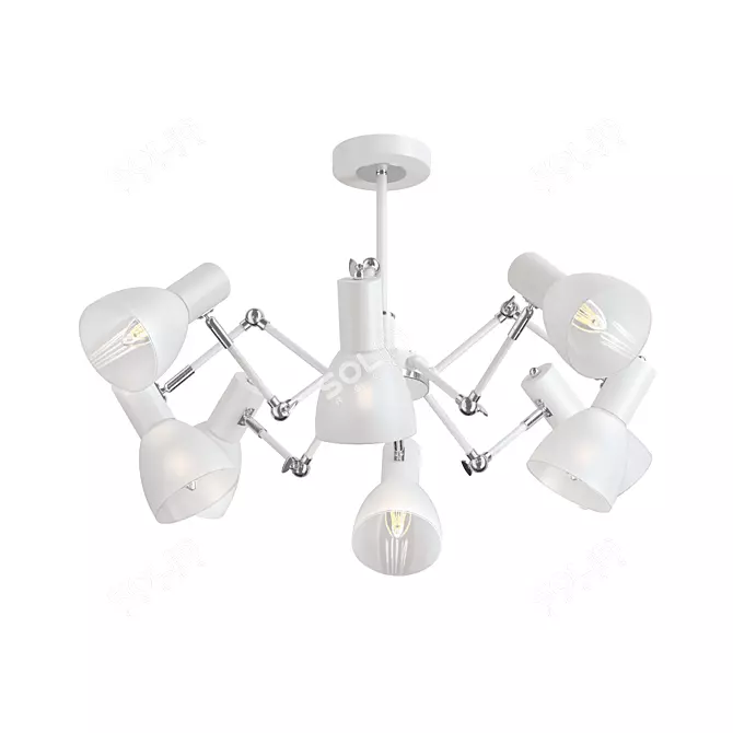 Modern White & Chrome 8-Light Chandelier 3D model image 1