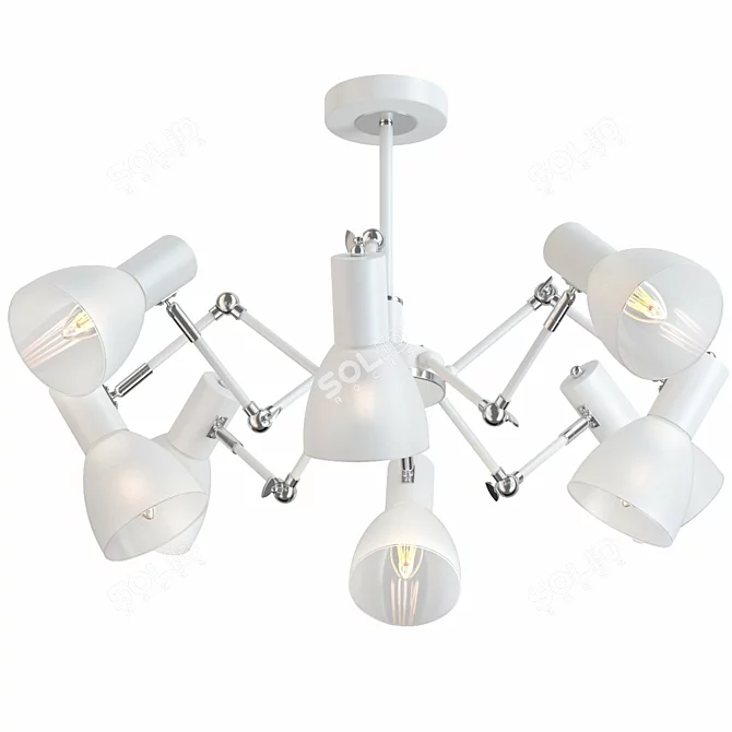 Modern White & Chrome 8-Light Chandelier 3D model image 2