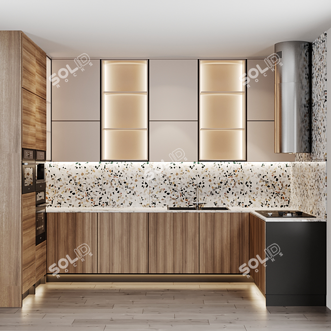 Modern Kitchen with Fulgor Milano Appliances 3D model image 1