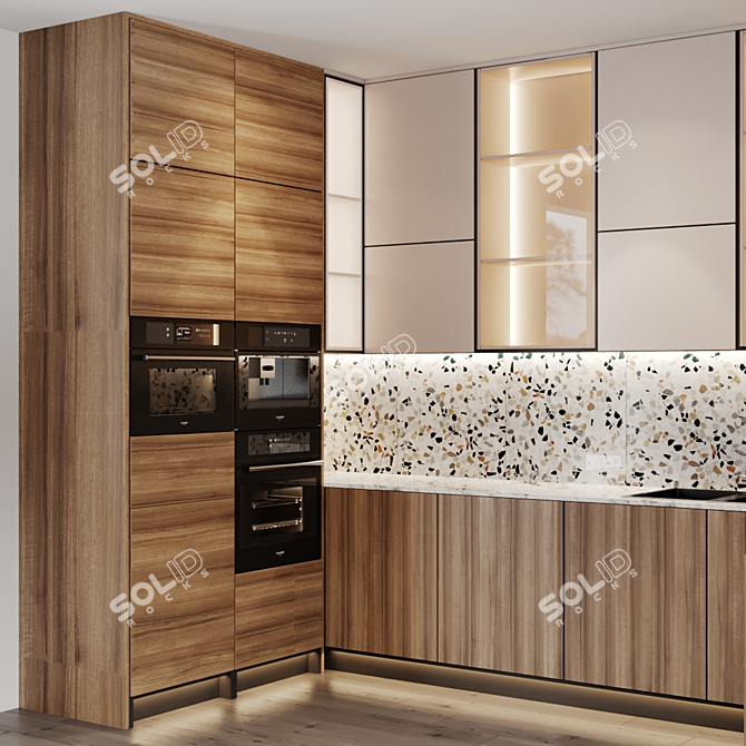 Modern Kitchen with Fulgor Milano Appliances 3D model image 3