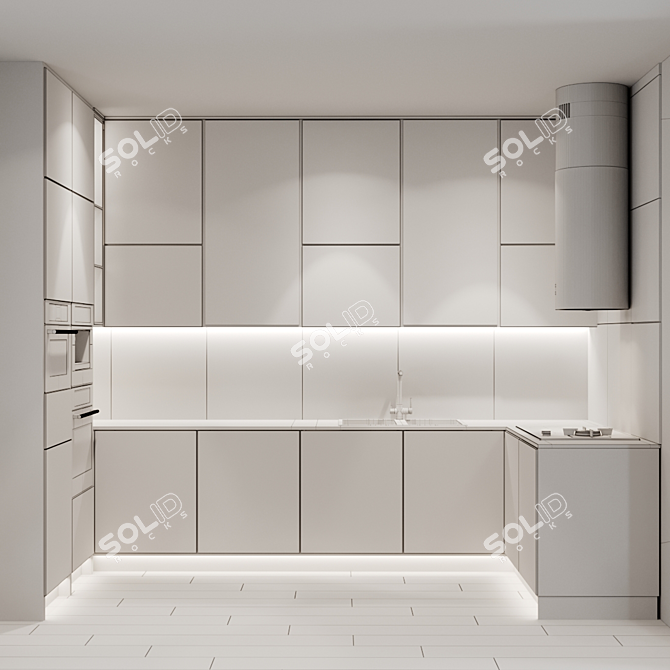 Modern Kitchen with Fulgor Milano Appliances 3D model image 4