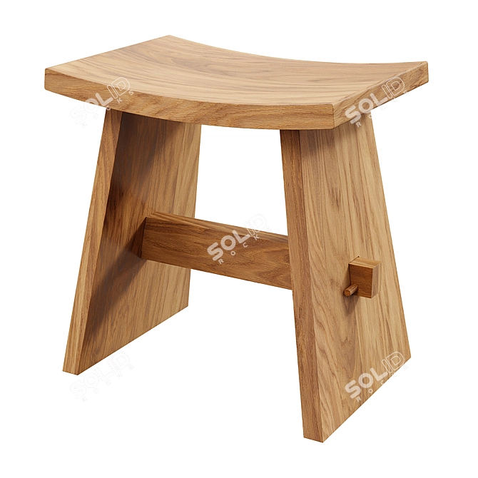 Rustic Wooden Stool: Zara Home 3D model image 1