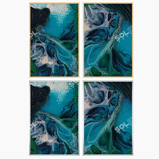 Versatile Set of 2 Wall Paintings with 4 Frame Options 3D model image 3
