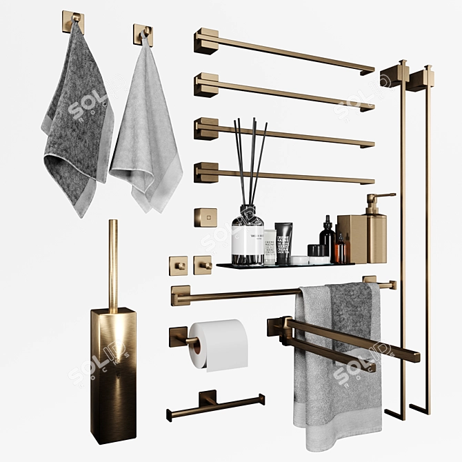 Copper Bathroom Accessories: Stylish and Functional 3D model image 1
