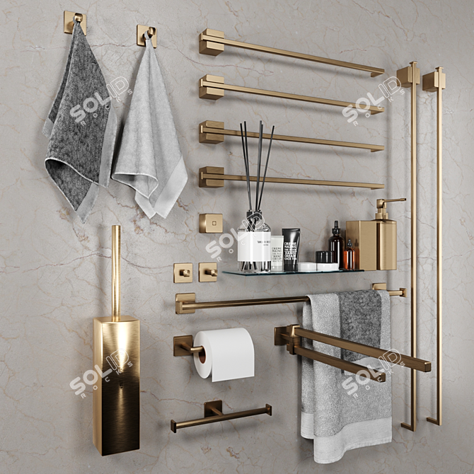 Copper Bathroom Accessories: Stylish and Functional 3D model image 2