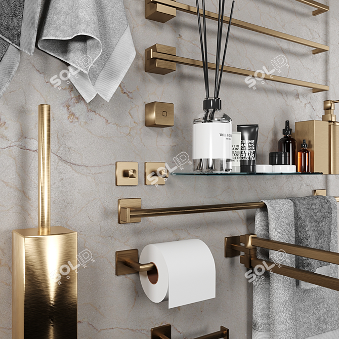 Copper Bathroom Accessories: Stylish and Functional 3D model image 3