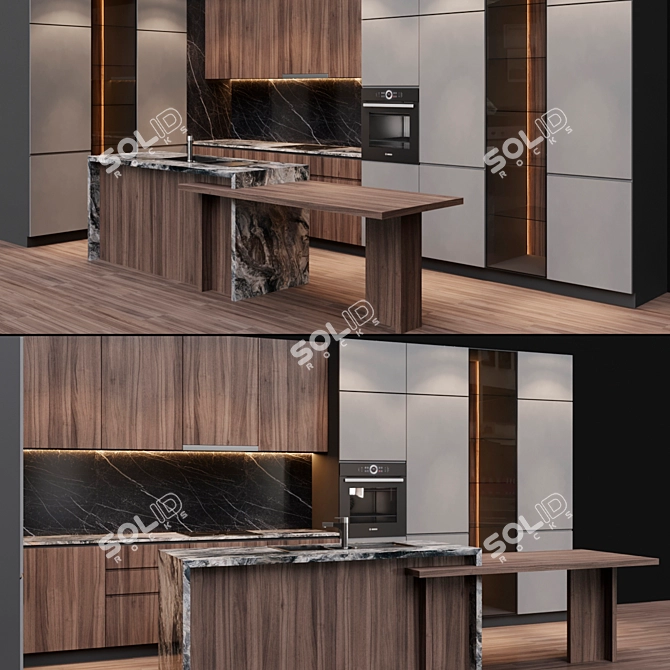 Modern Kitchen Island Set 3D model image 2