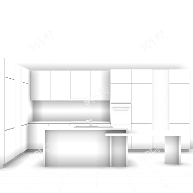 Modern Kitchen Island Set 3D model image 3