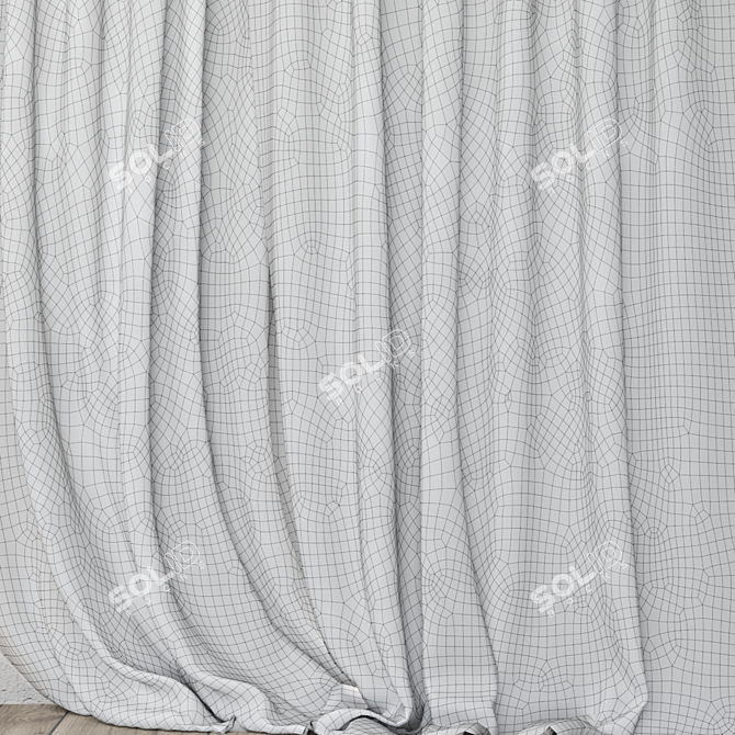 Elegant White Sheer Curtains 3D model image 3