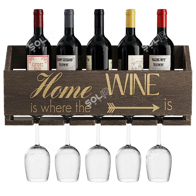 Elegance in Wine: 5-Bottle Wall Rack 3D model image 2