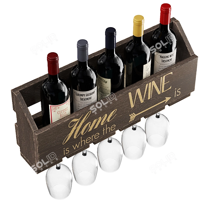 Elegance in Wine: 5-Bottle Wall Rack 3D model image 3