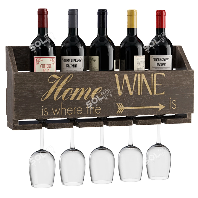 Elegance in Wine: 5-Bottle Wall Rack 3D model image 4