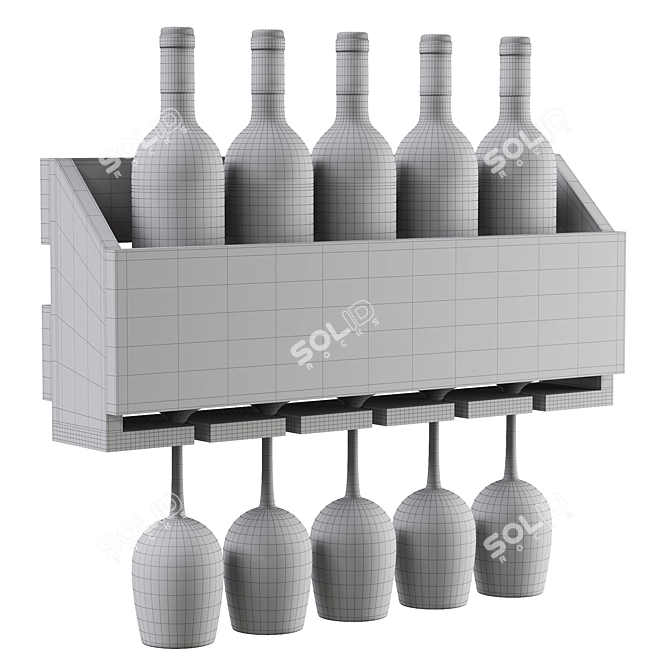 Elegance in Wine: 5-Bottle Wall Rack 3D model image 5