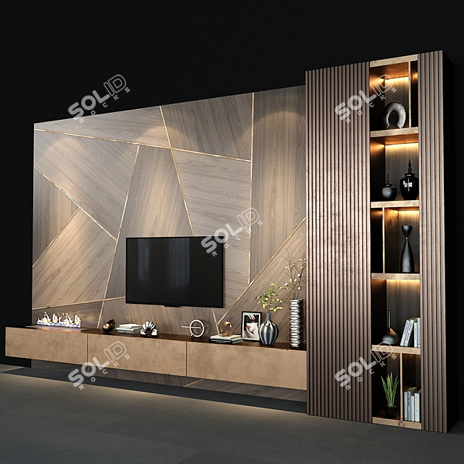 Modern TV Wall Set 140 3D model image 3