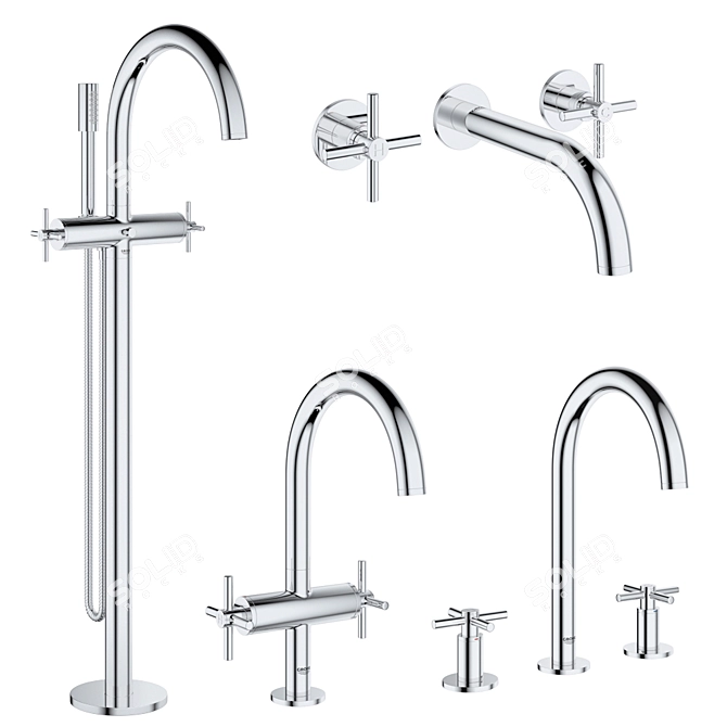 Elegant Grohe Atrio Mixer Set 3D model image 1