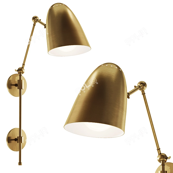 Adjustable Gold Wall Lamp: Ace Sconce 3D model image 5