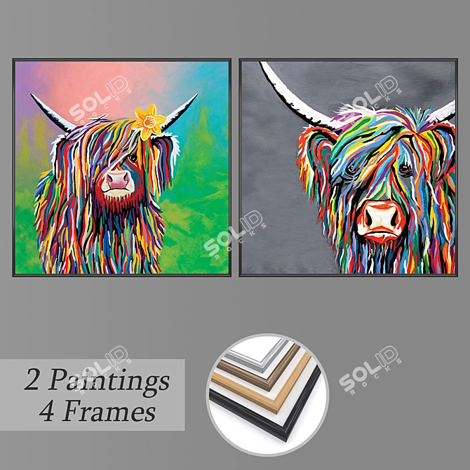 Versatile Set of Wall Paintings 3D model image 1