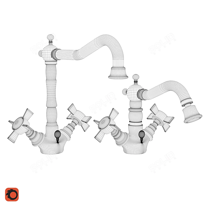 Elegant Chrome Faucets Set 3D model image 3
