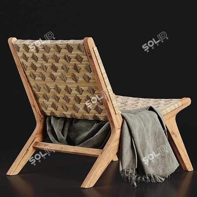 Havana Wicker Armless Chair - Elegant and Versatile 3D model image 3