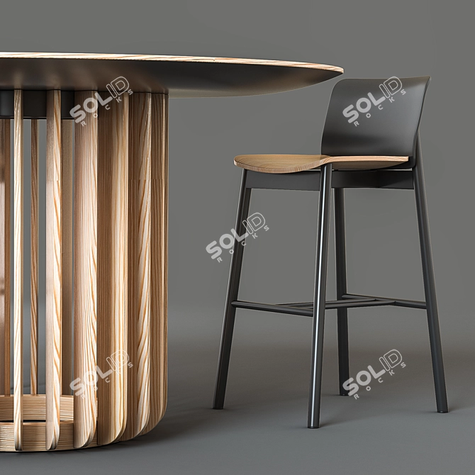 Modern Round Table & Chair Set 3D model image 2