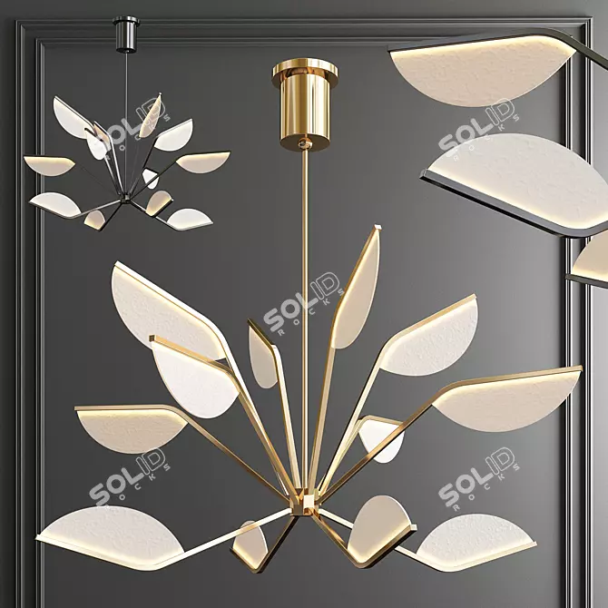 Elegant Aged Brass Chandelier 3D model image 1