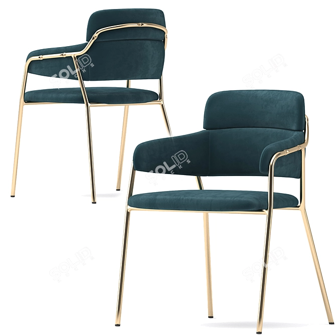 Elegant Velvet Accent Chair 3D model image 3