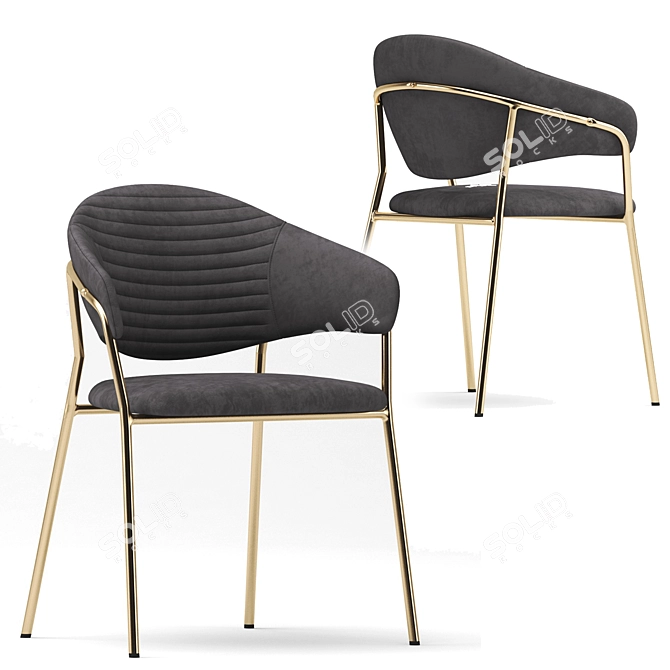 Elegant Velvet Accent Chair 3D model image 4