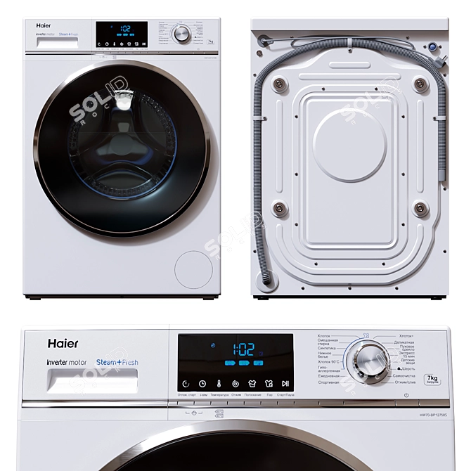 Haier HW70-BP12758S: Efficient and Spacious Washing Machine 3D model image 1