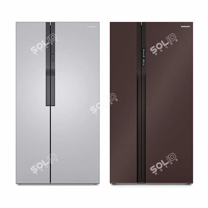 Samsung Glass Finish Side-by-Side Refrigerators 3D model image 1